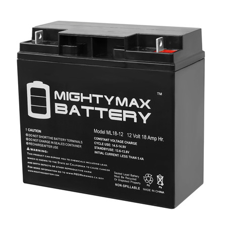MIGHTY MAX BATTERY ML18-12 - 12V 18AH Battery Replaces PS-12180 BP17-12 LCRD1217P ES17-12 ML18-1221186